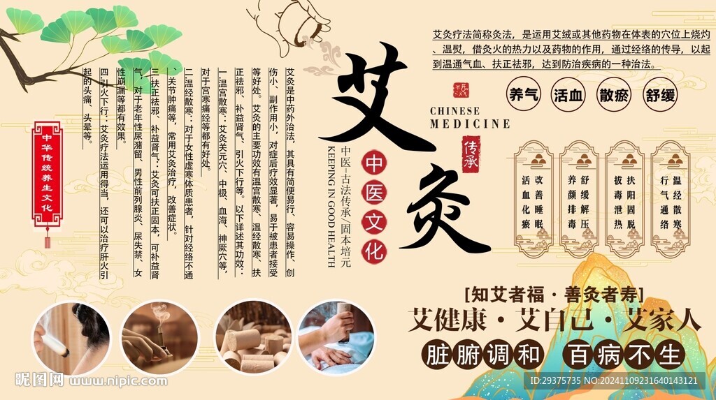 艾灸養(yǎng)生背景墻