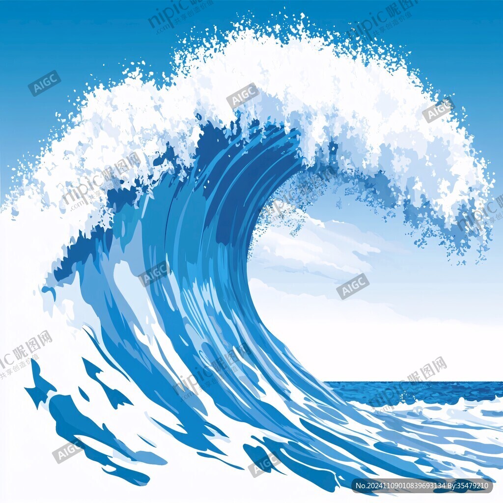 手繪海浪圖