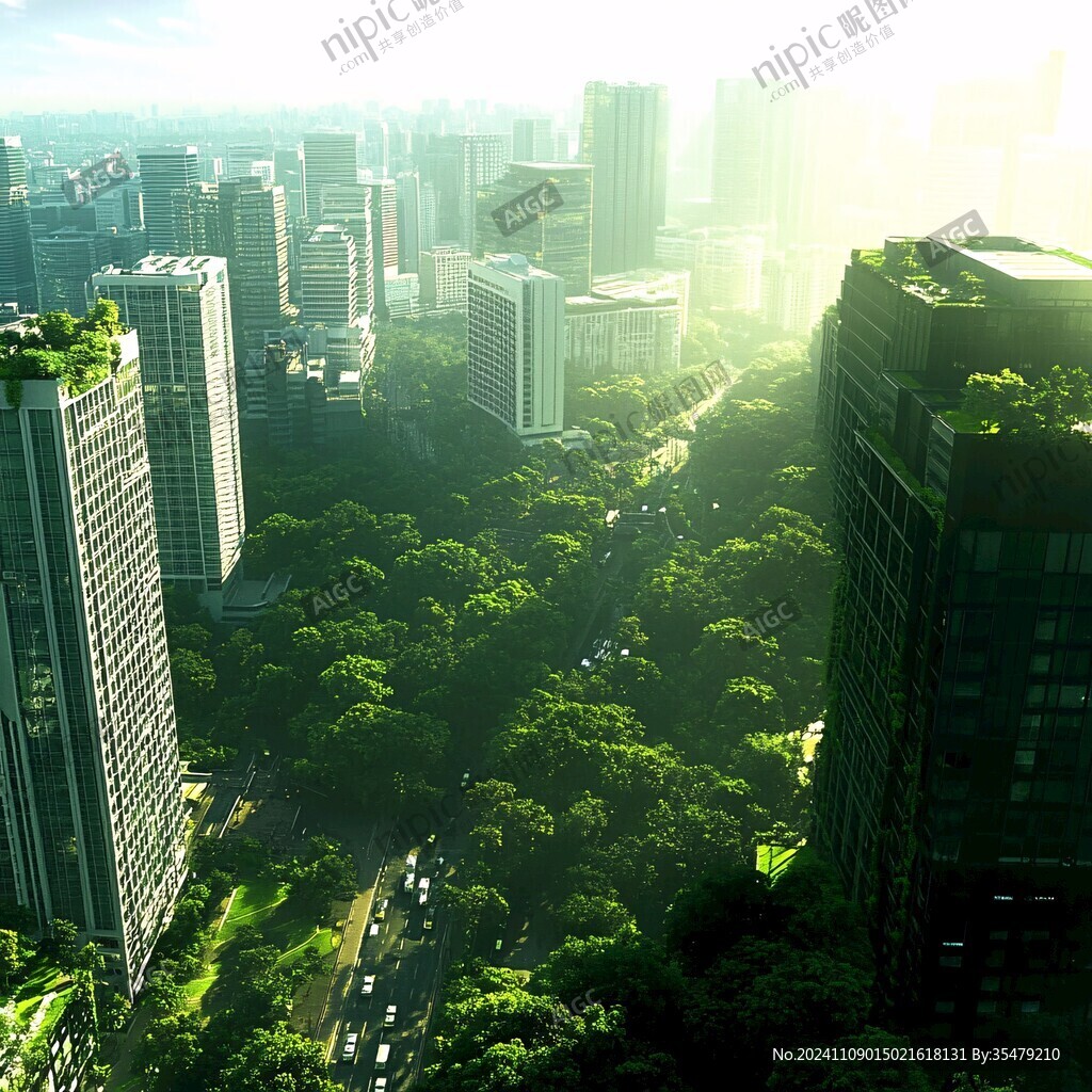 城市街道城市綠化模型