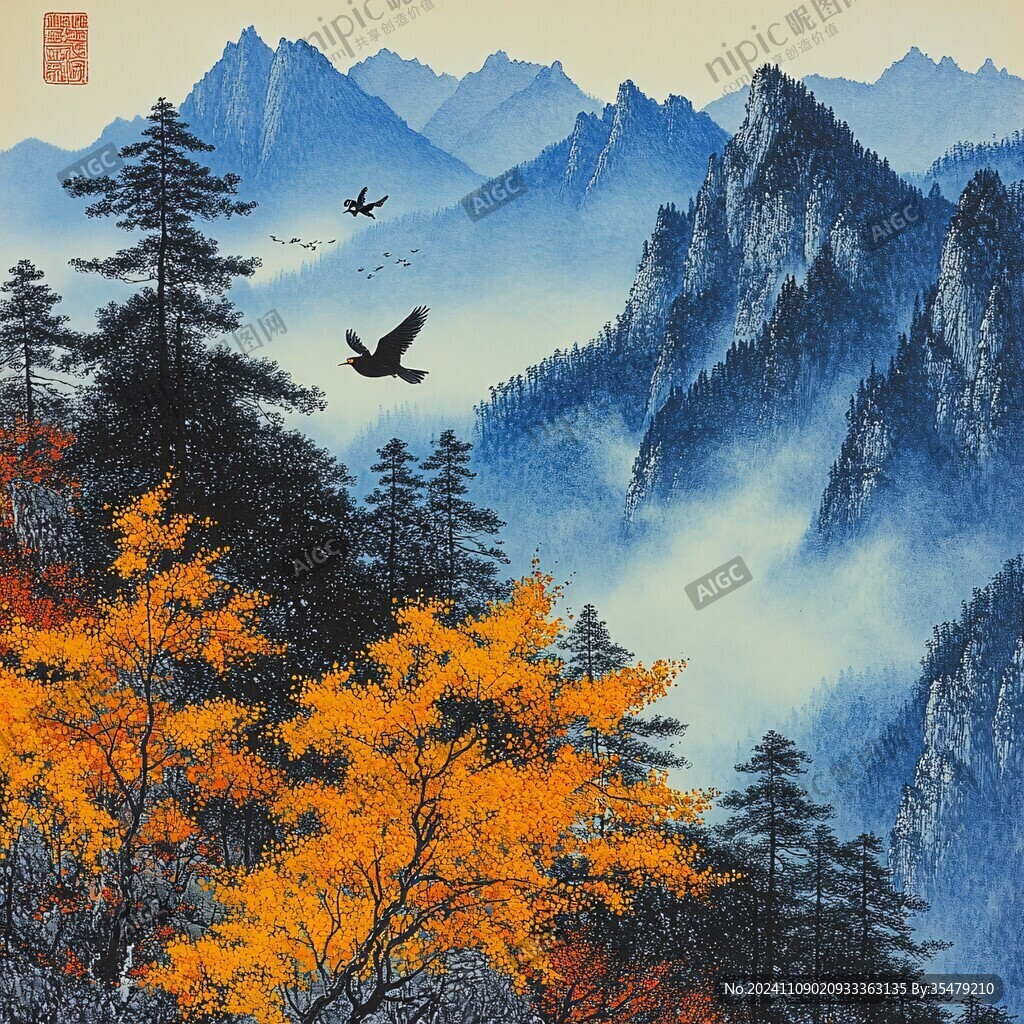 精美水墨秋韻