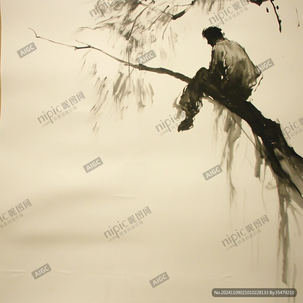 禪人物巨幅水墨畫掛圖