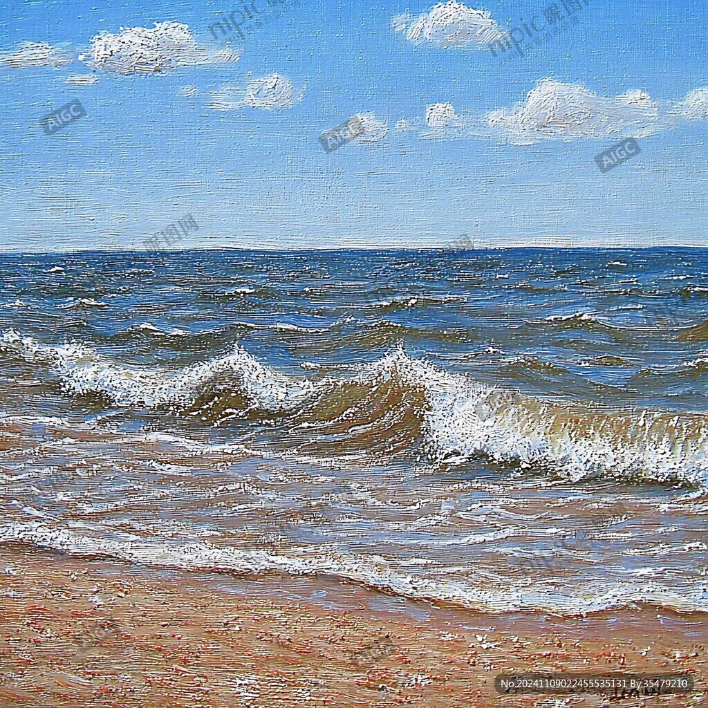 海天一色油畫