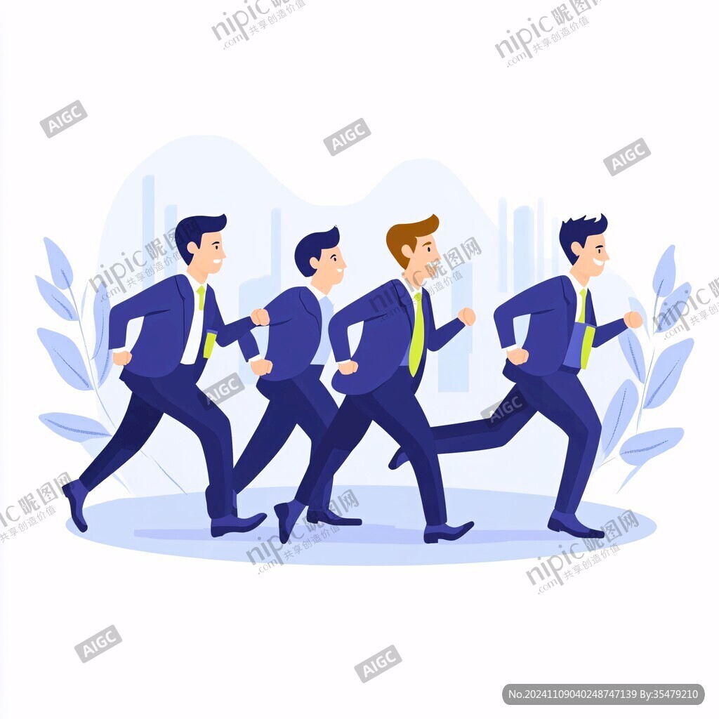 員工奔跑插畫