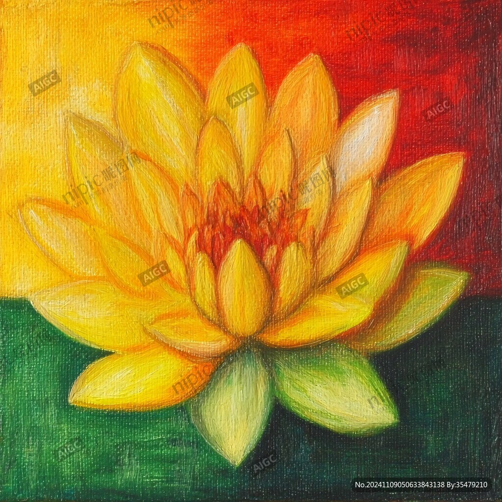 蓮花油畫