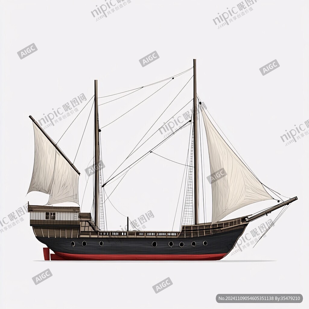 古代航海帆船古船