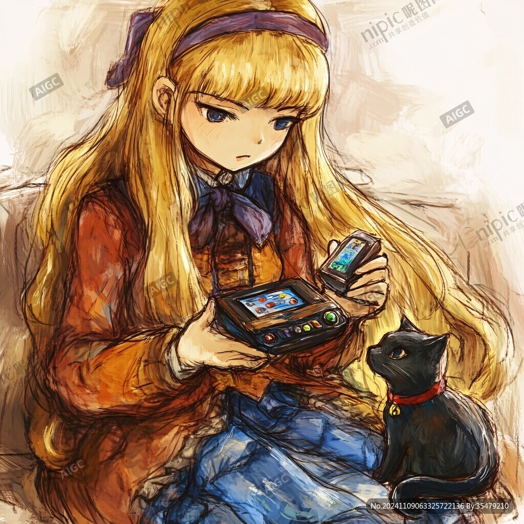 抱貓少女