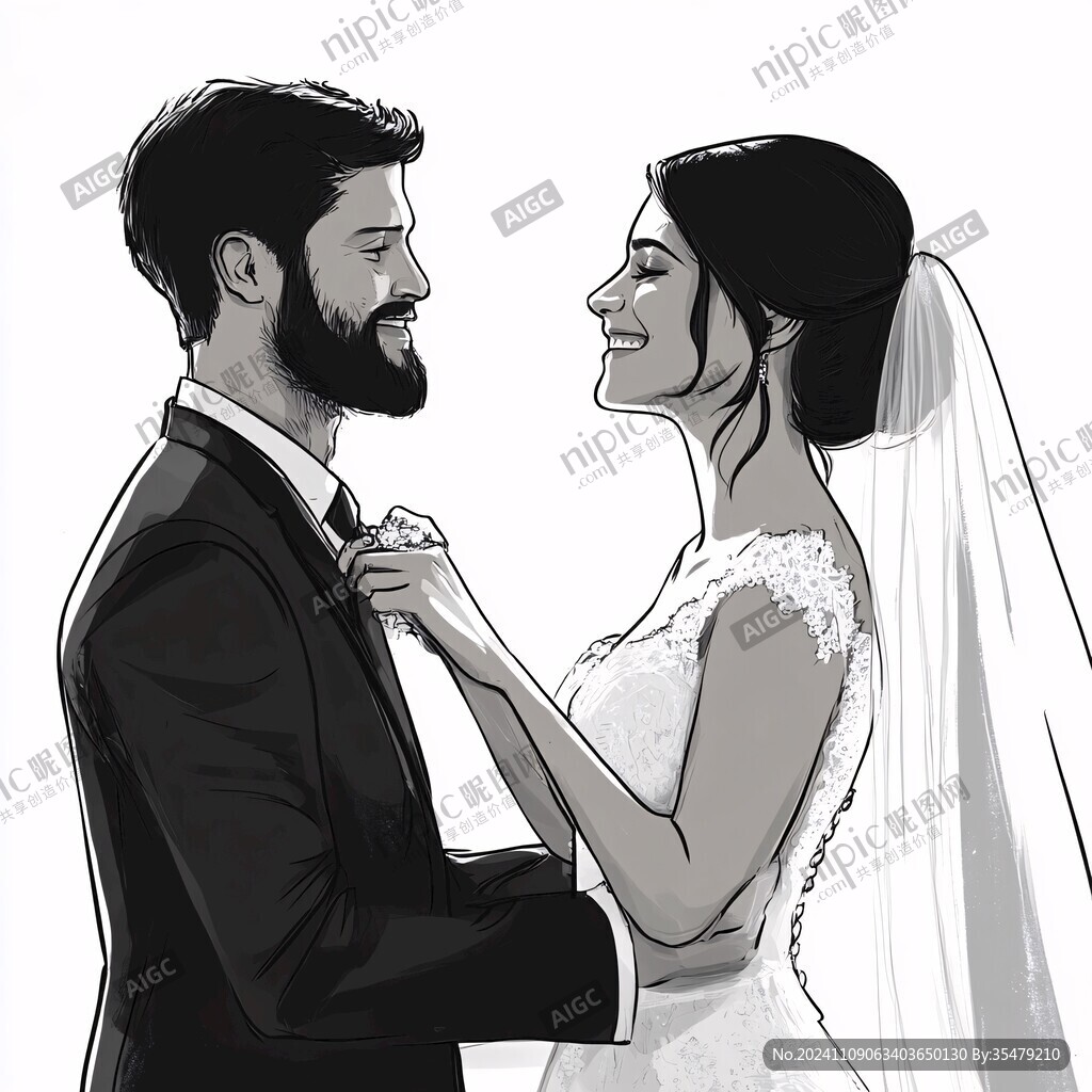 結(jié)婚照插畫(huà)