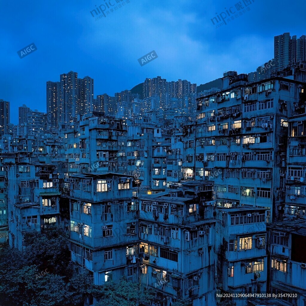 夜幕下的居民樓