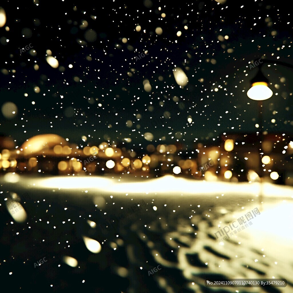雪景雪夜景燈光