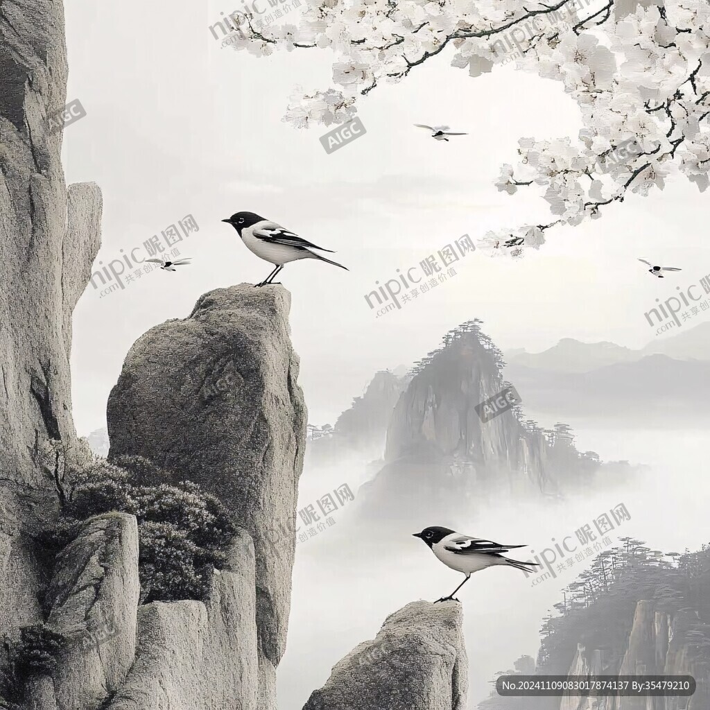 山水花鳥背景