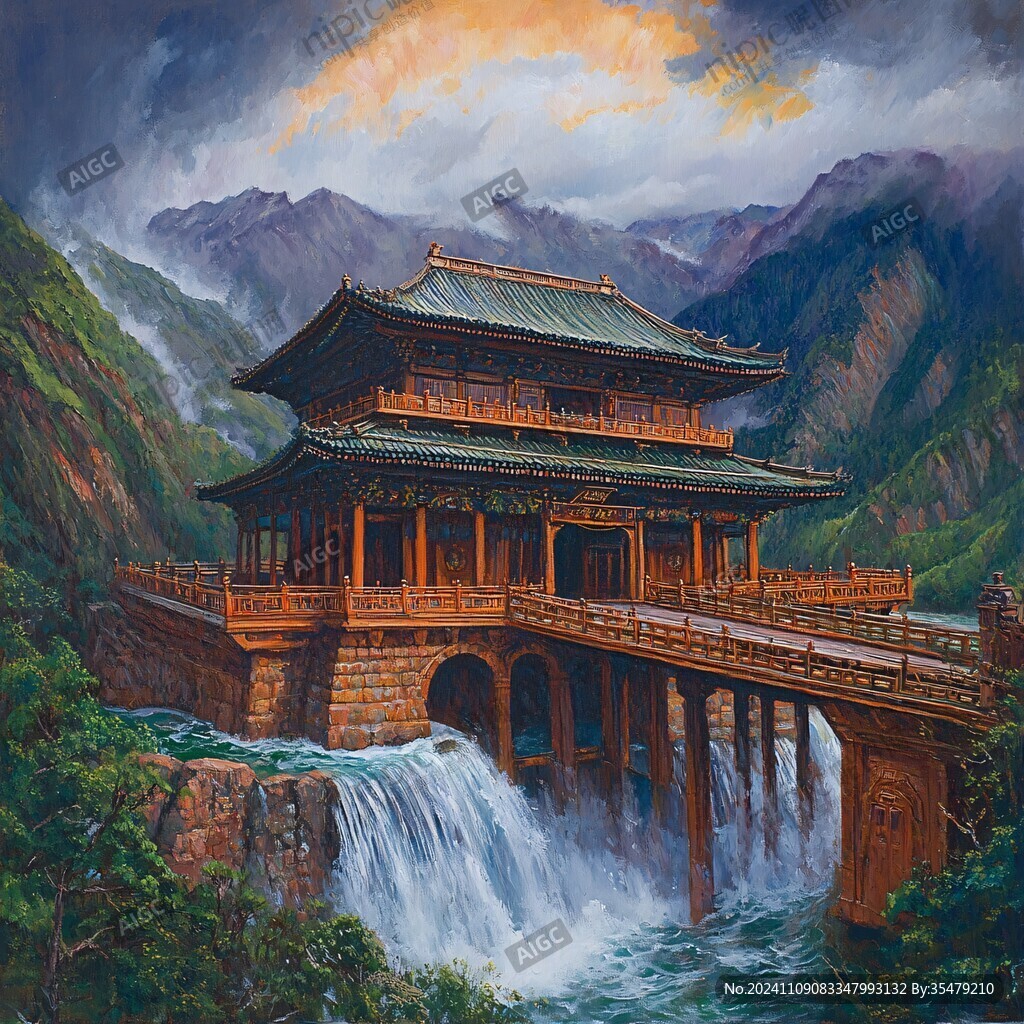 仿唐建筑油彩繪畫(huà)