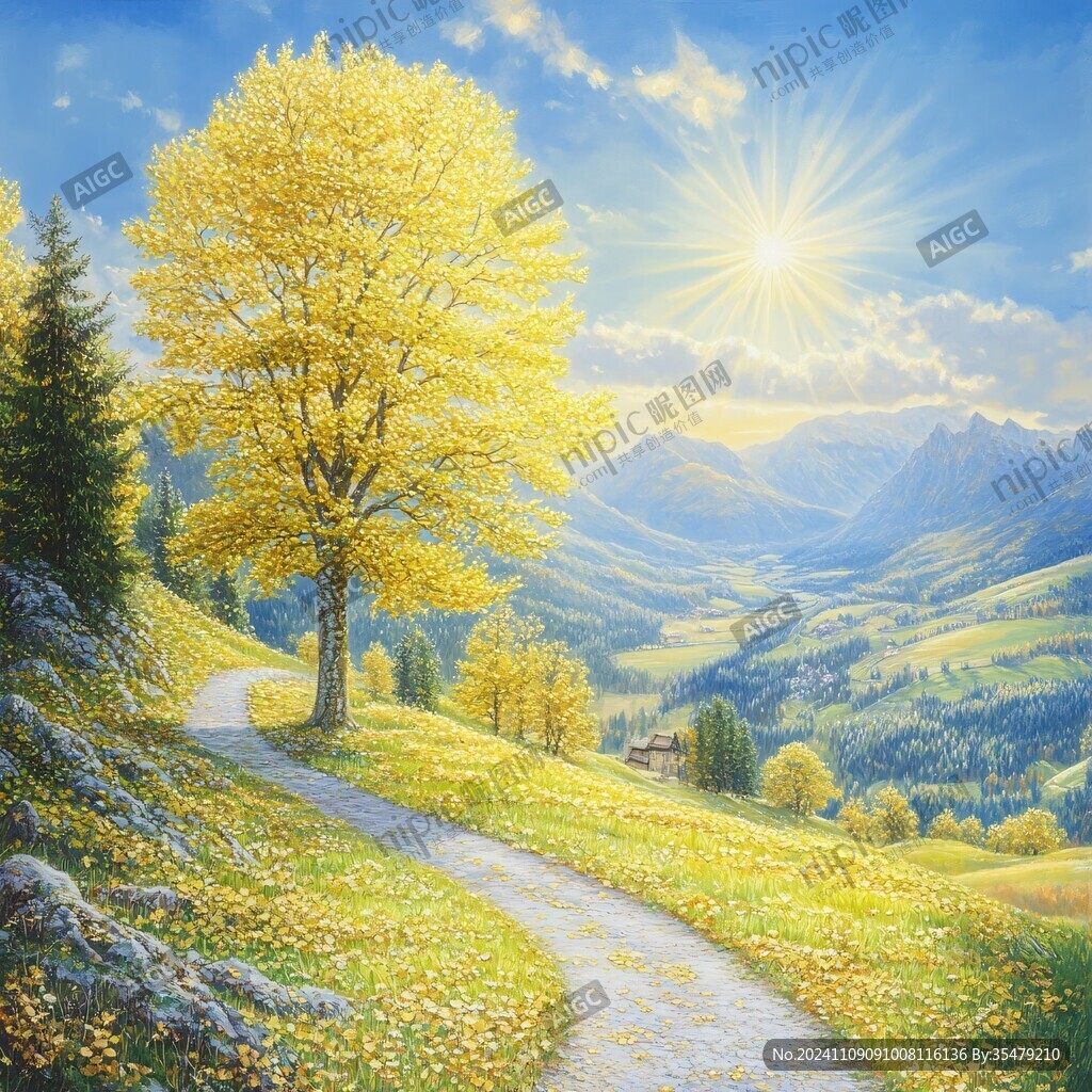 陽光晴朗風(fēng)景插畫