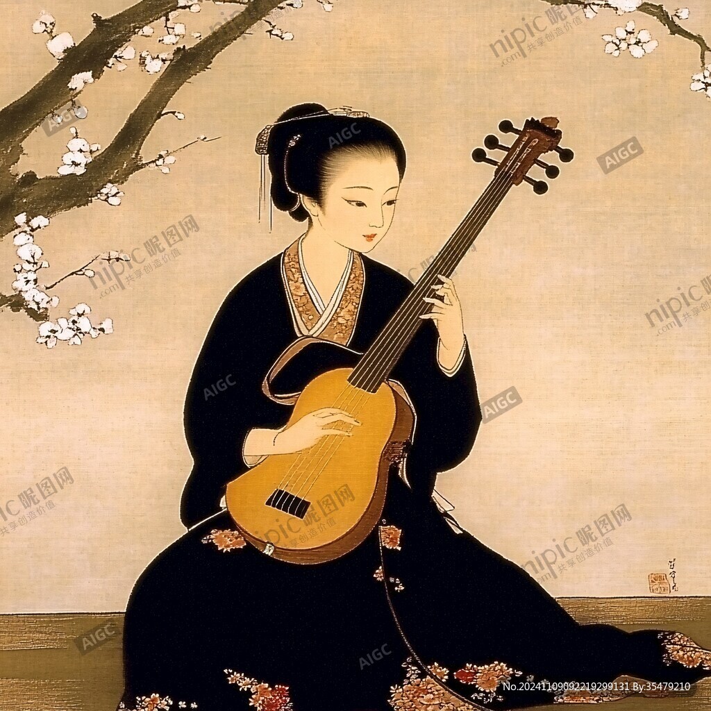 琵琶仕女圖
