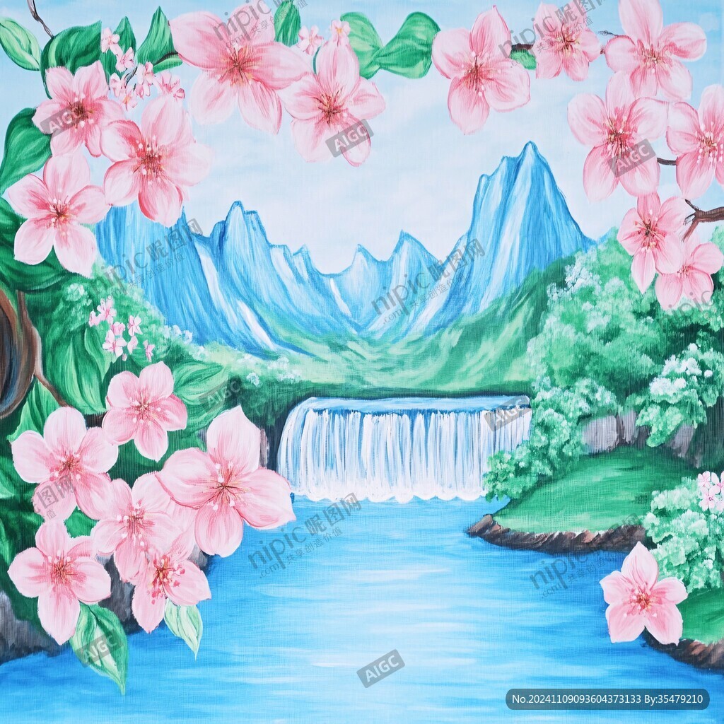 美麗山水風景繪畫風景