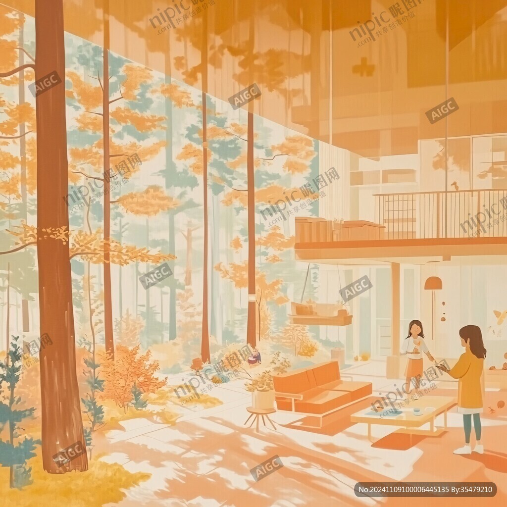 秋天治愈插畫
