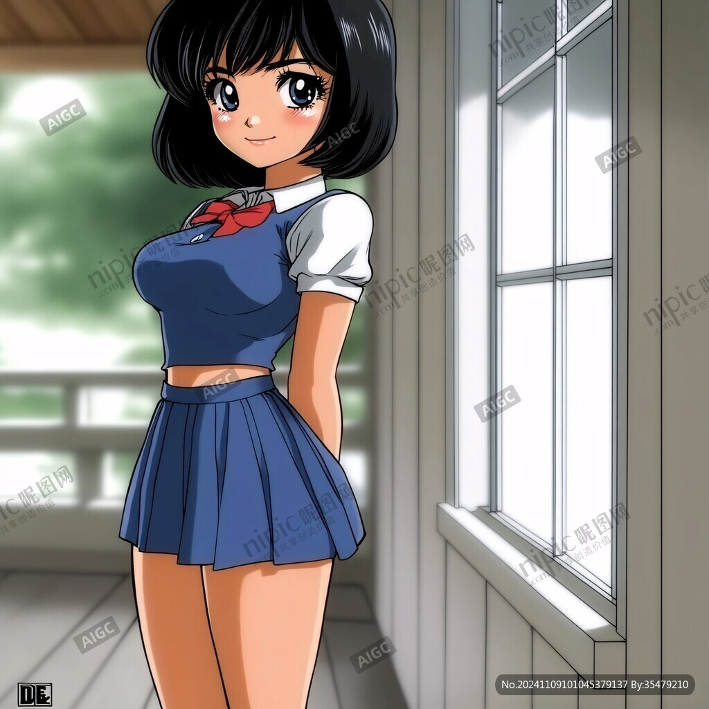 校服美女插畫