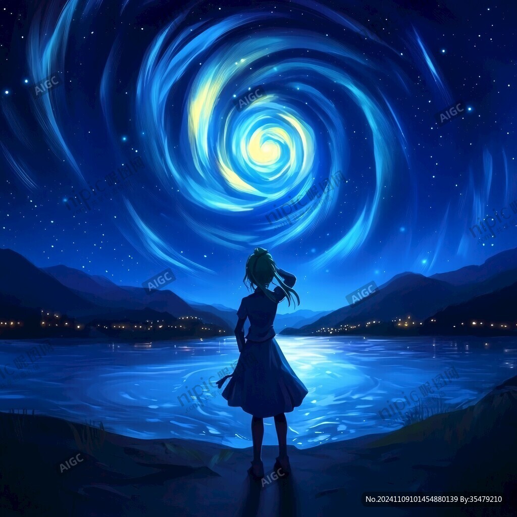 星空下的少女