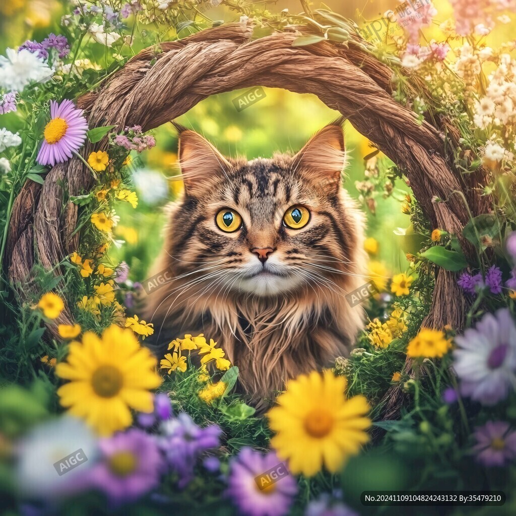 花丛里的猫咪 花丛里的猫咪