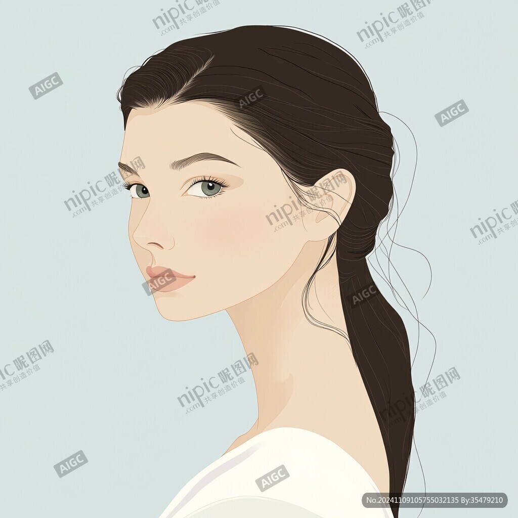 人物頭像美女插畫