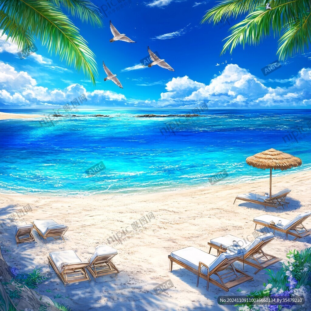 海灘風景畫