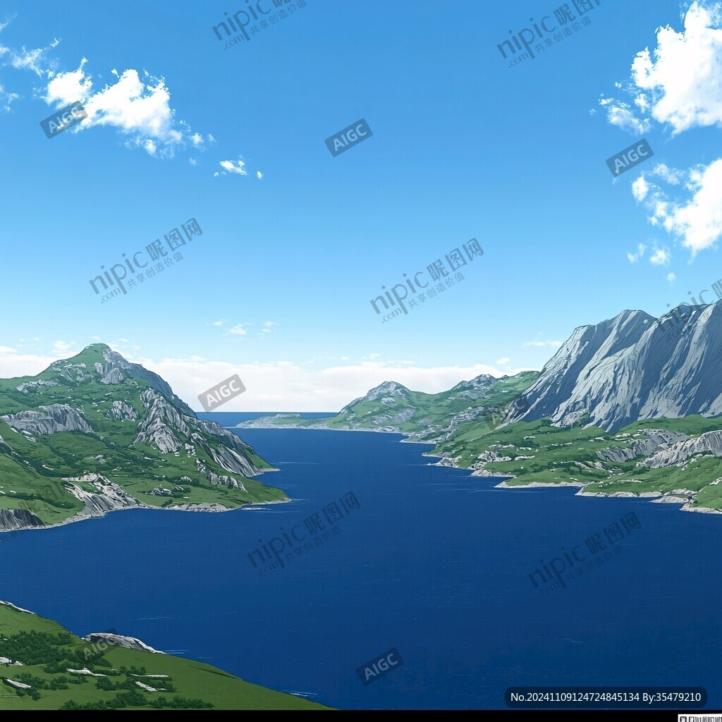 藍色高山碧綠碧海藍天