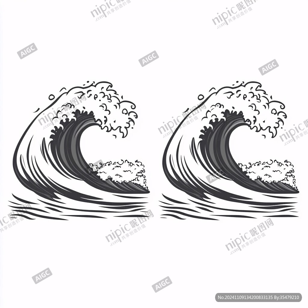 手繪海浪圖