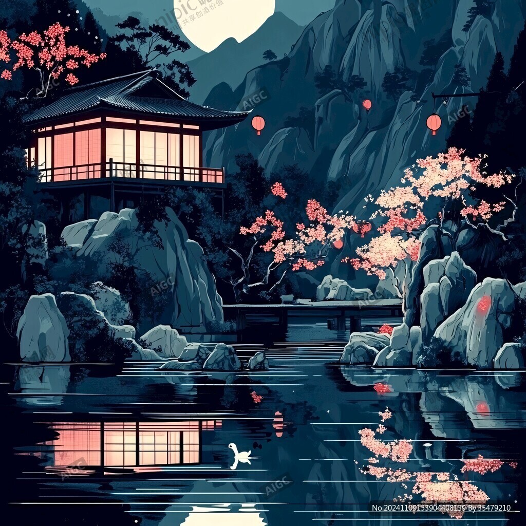 古風園林插畫