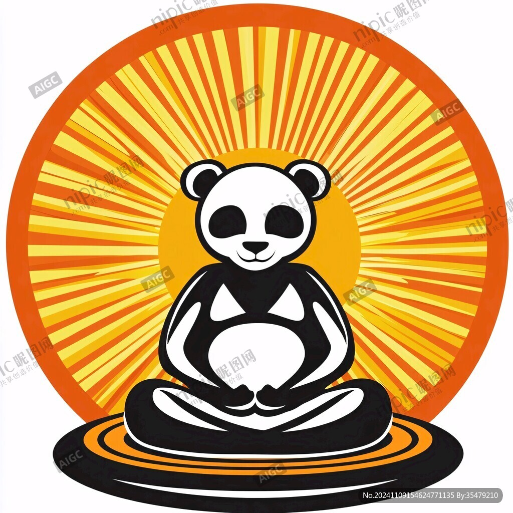 熊貓打坐logo設計