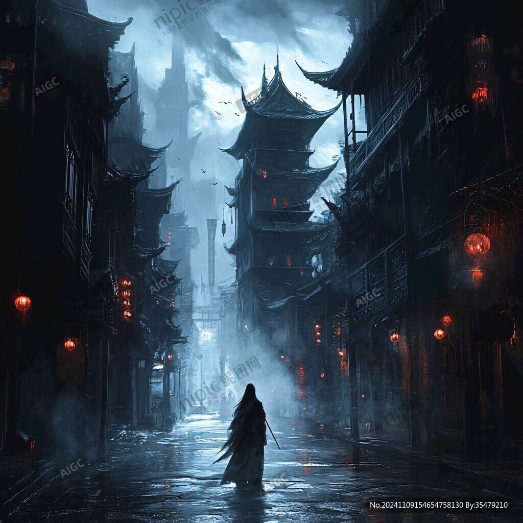 古鎮(zhèn)玄幻夜景
