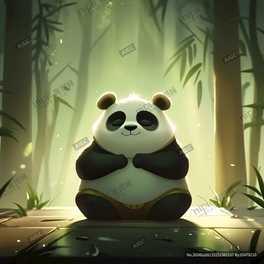 竹子熊貓ip形象插畫