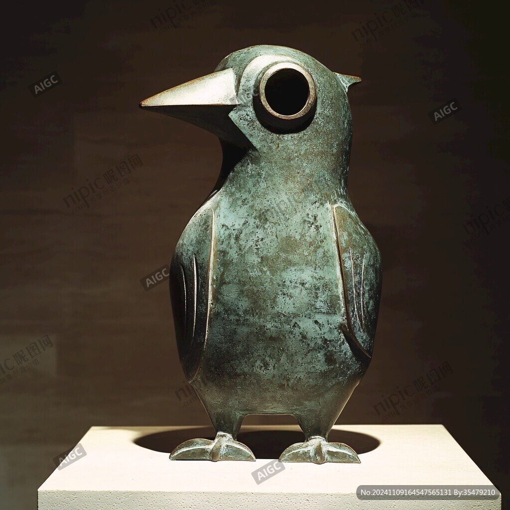 嵌綠松石鳥形尊