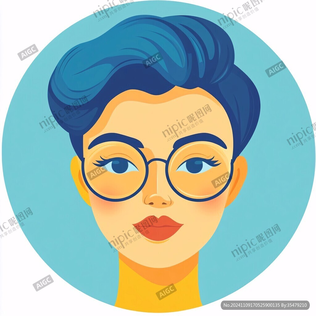 扁平頭像插畫