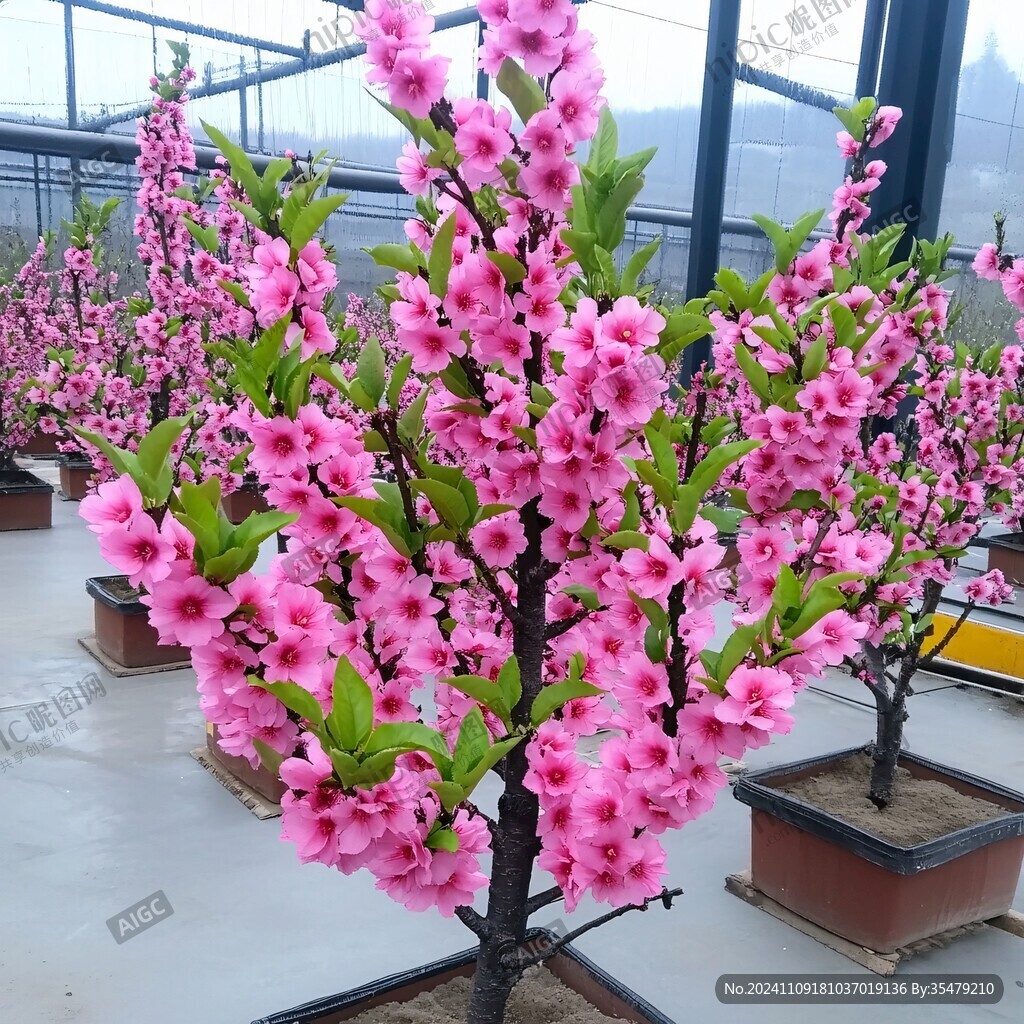 室內(nèi)桃花樹
