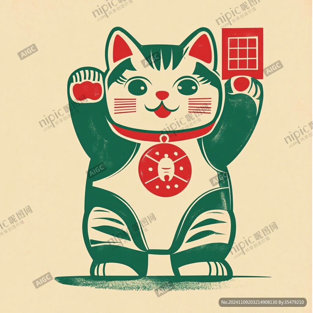 招財(cái)貓插畫設(shè)計(jì)