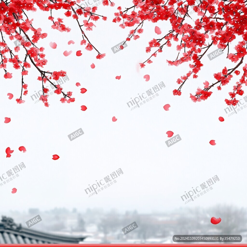 中式梅花閣樓背景
