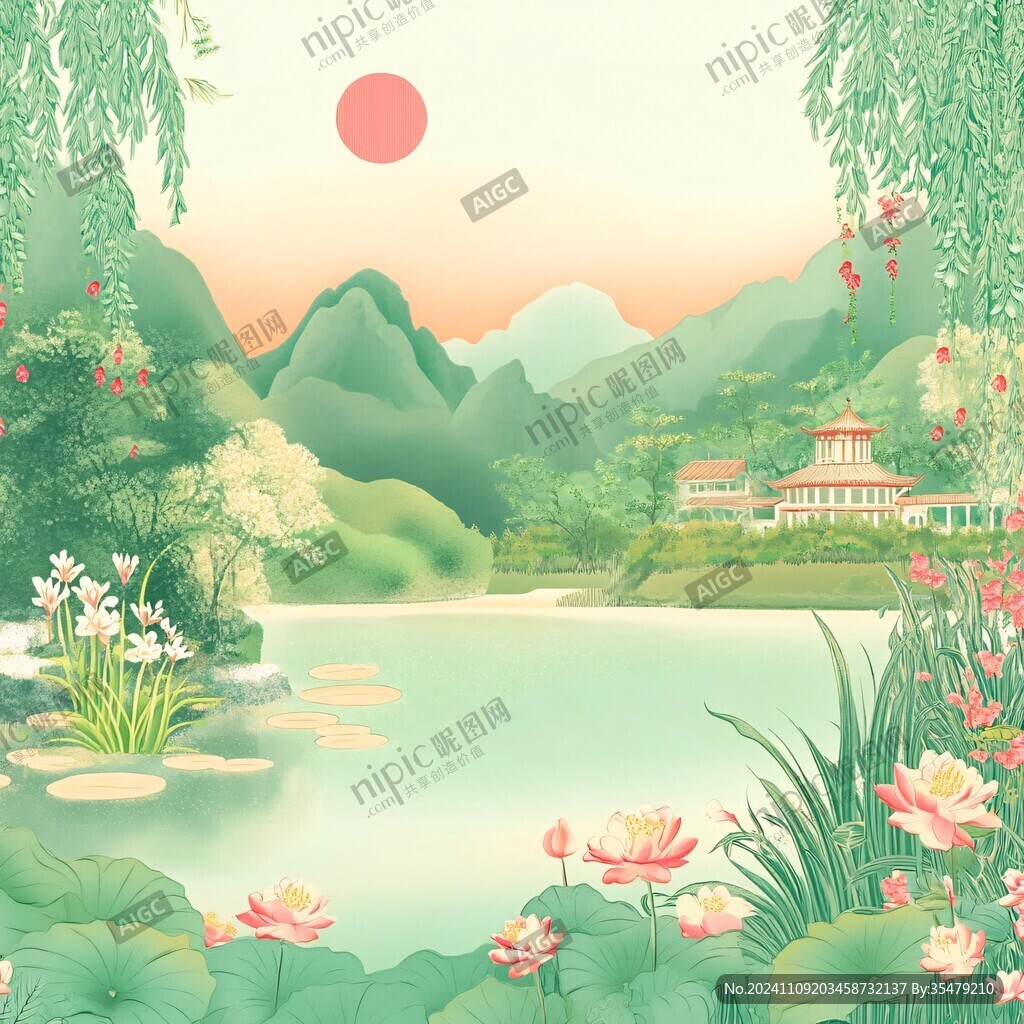 江南香山風景區(qū)插畫