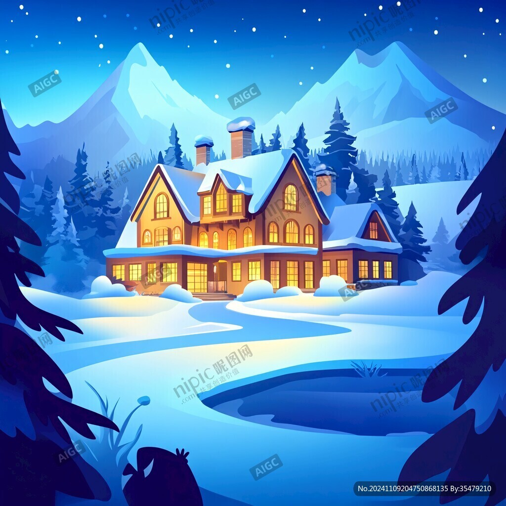 冬天雪屋積雪雪景