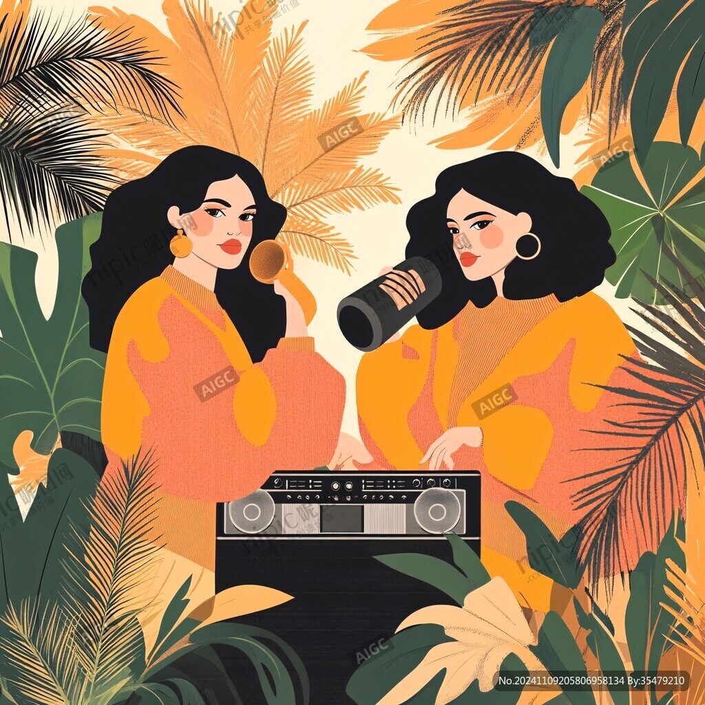 扁平風(fēng)插畫閨蜜女孩