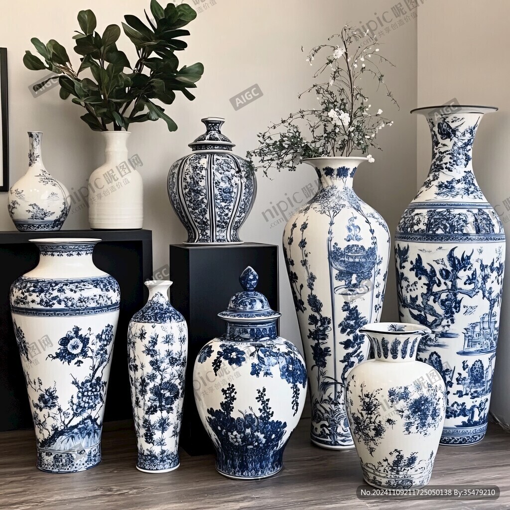 客廳大擺件青花瓷