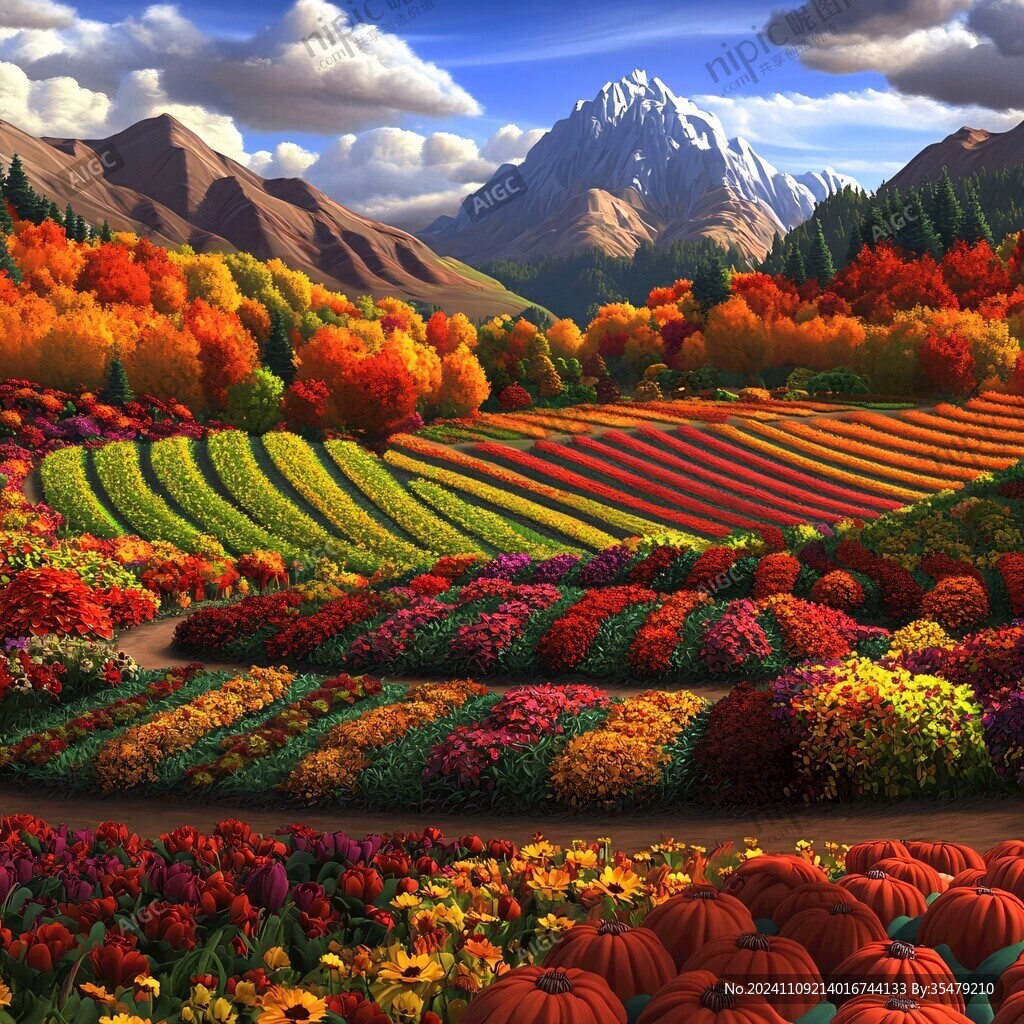 金色秋天鄉村田野風景