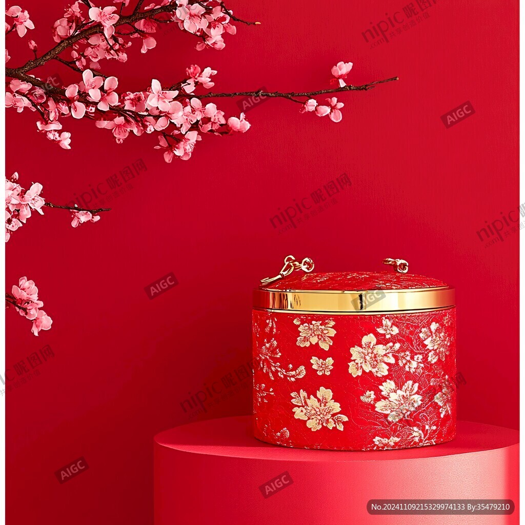 朱漆梅花食品提桶