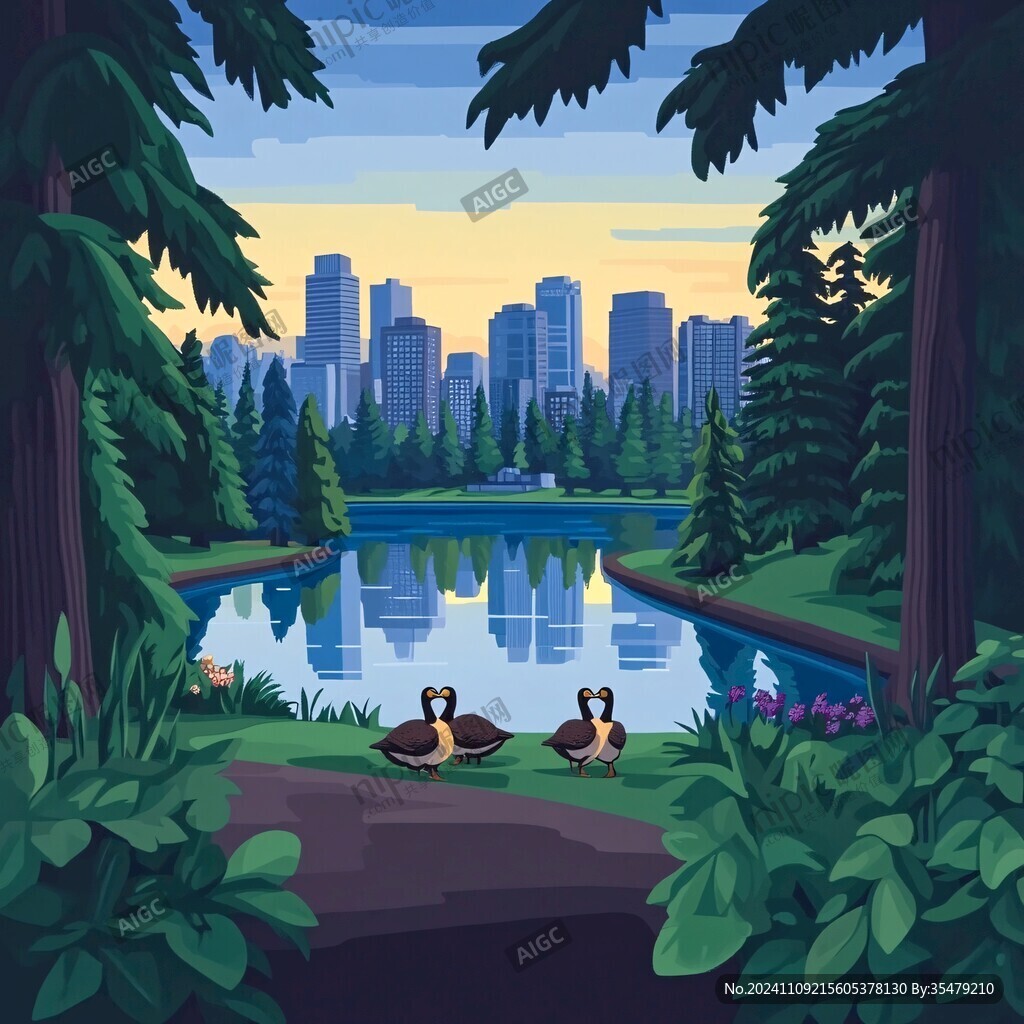 湖中悠閑場景