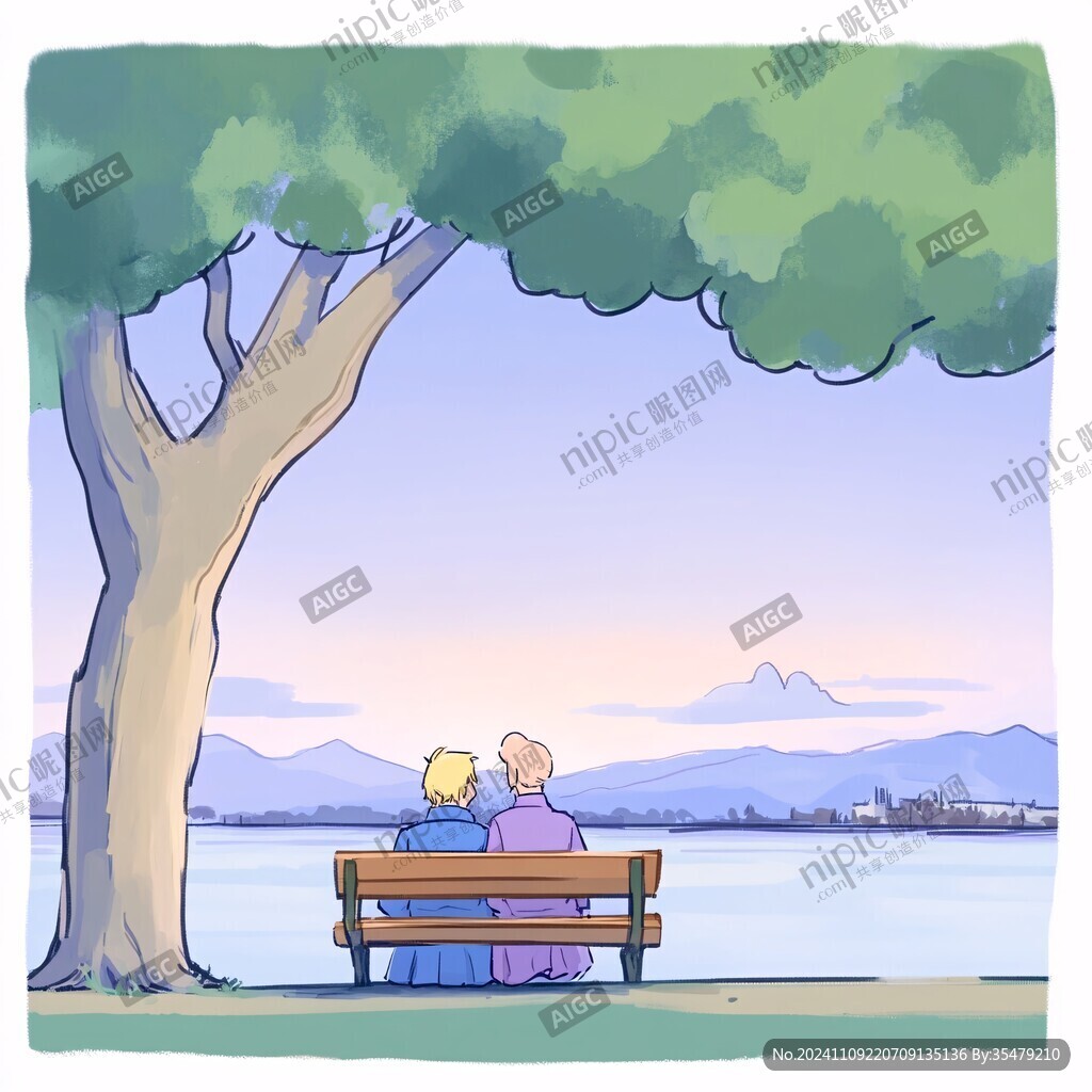 恩愛老夫妻背影