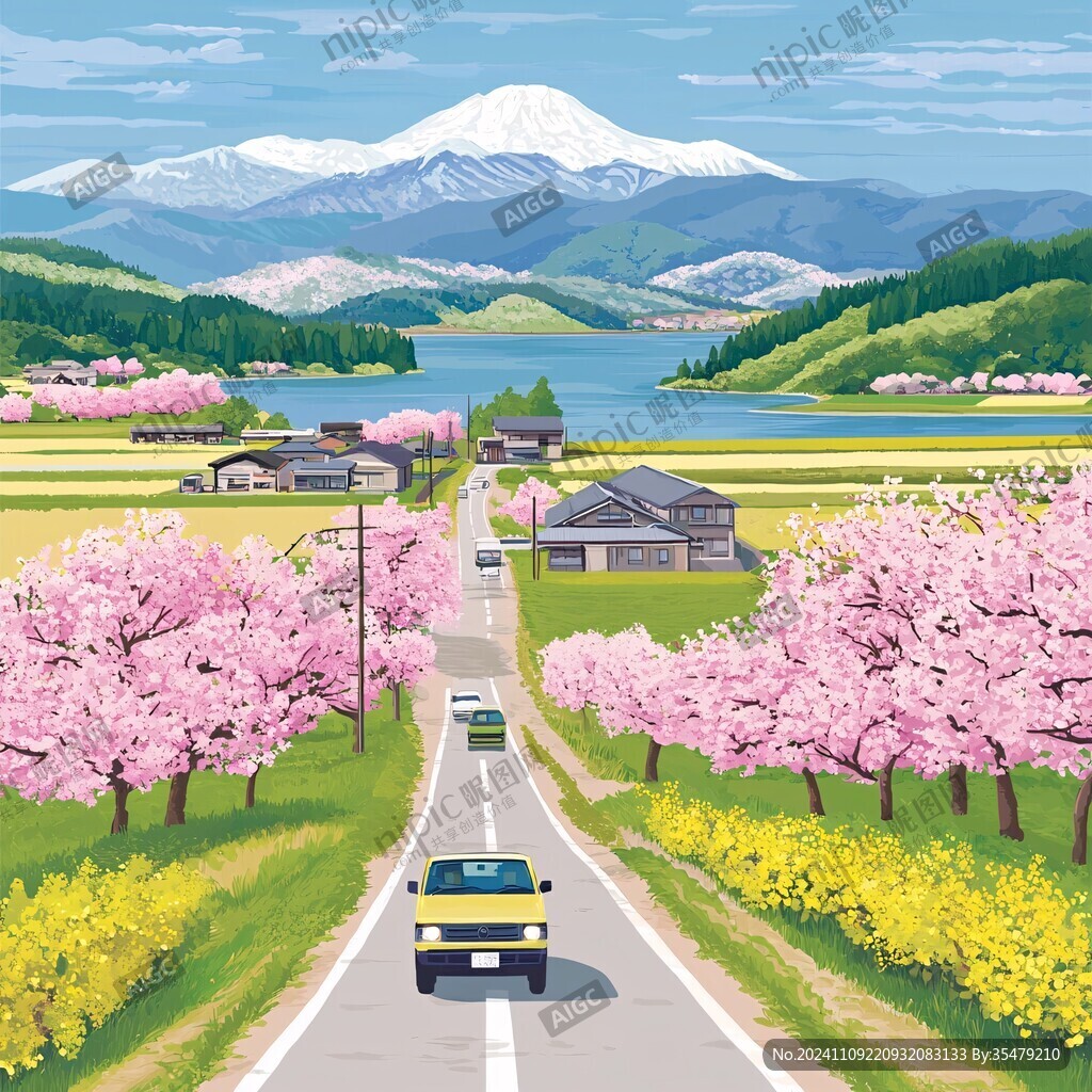 櫻花樹車行道