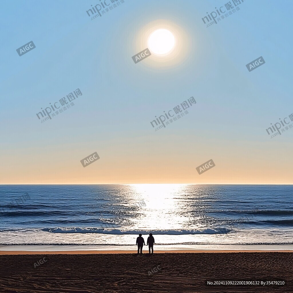 情侶海邊剪影