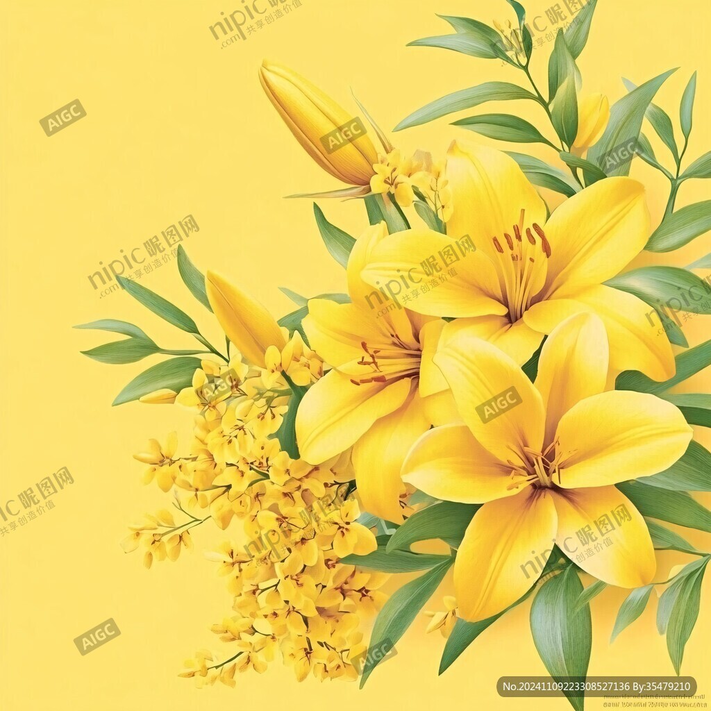 黃色百合花插圖