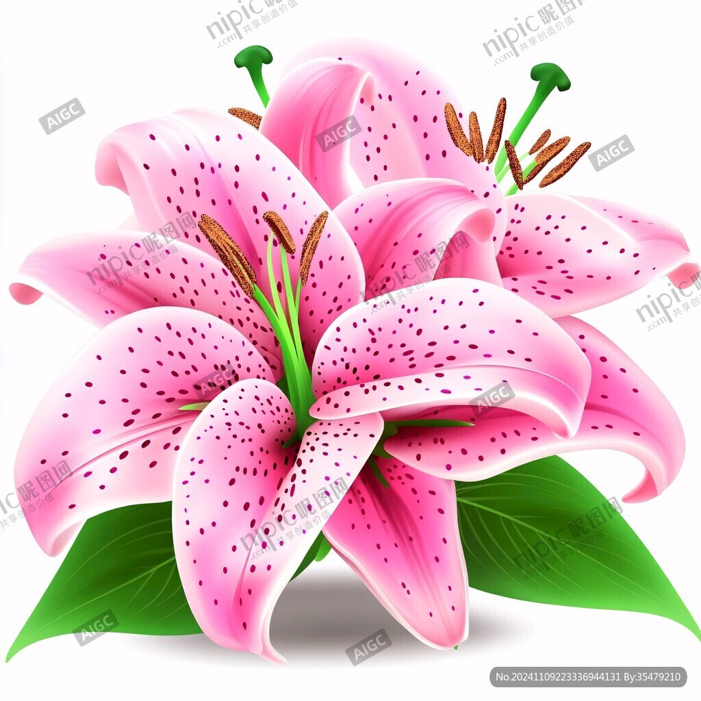 手繪粉色百合花