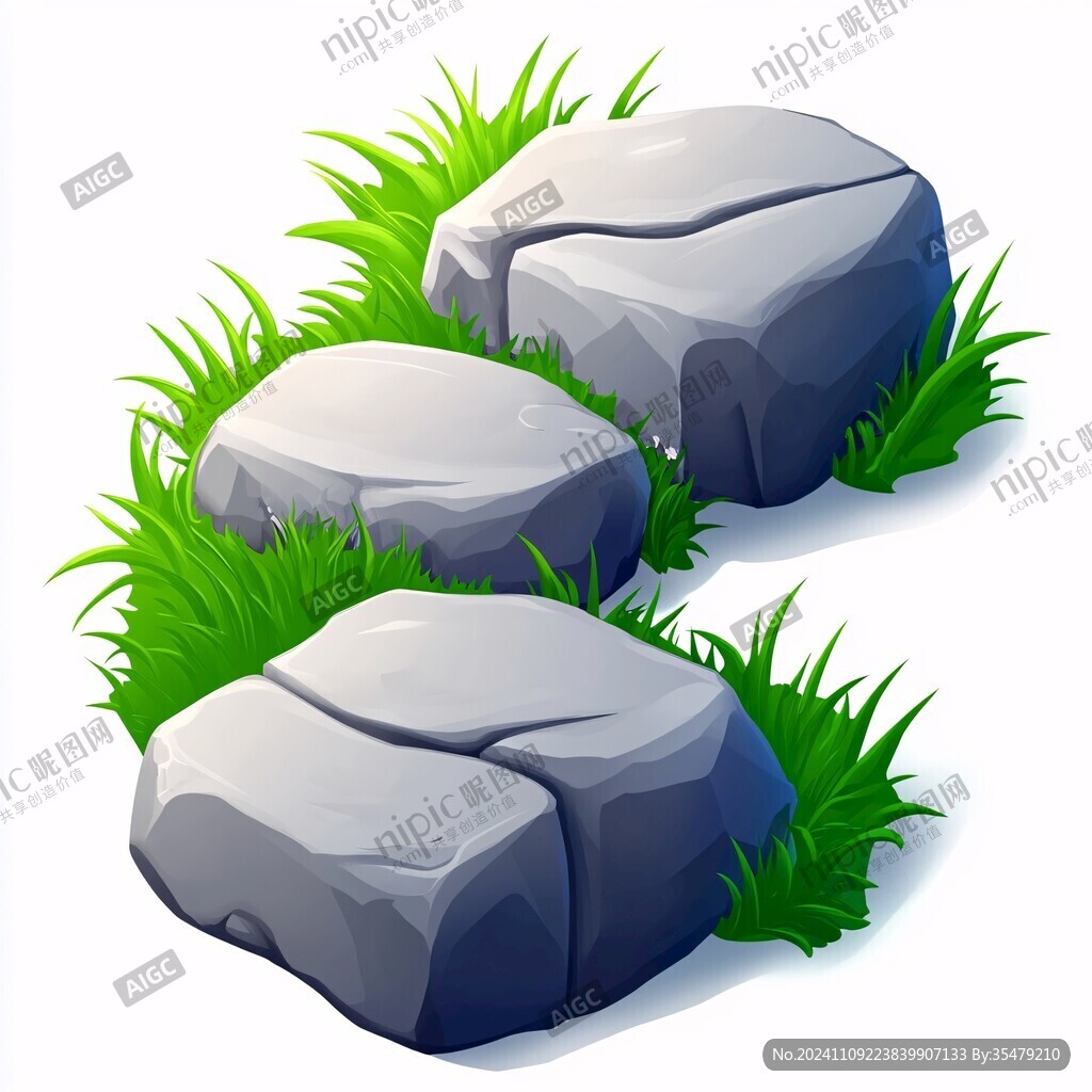石頭草坪素材