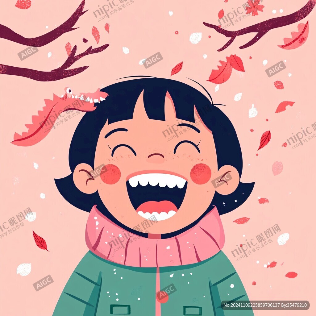 快樂的小女孩插畫