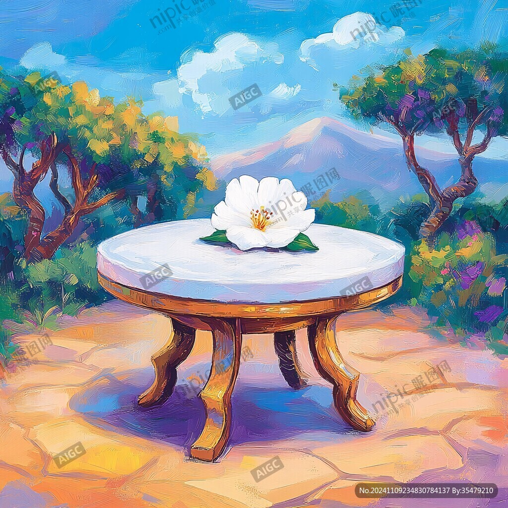 木桌插畫